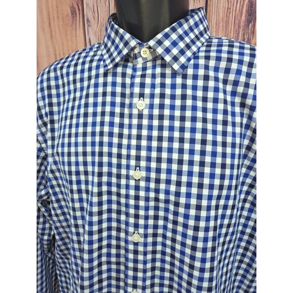 Untuckit Mens Warren Blue Check Slim-Fit Button-Down Shirt XL - Picture 3 of 7
